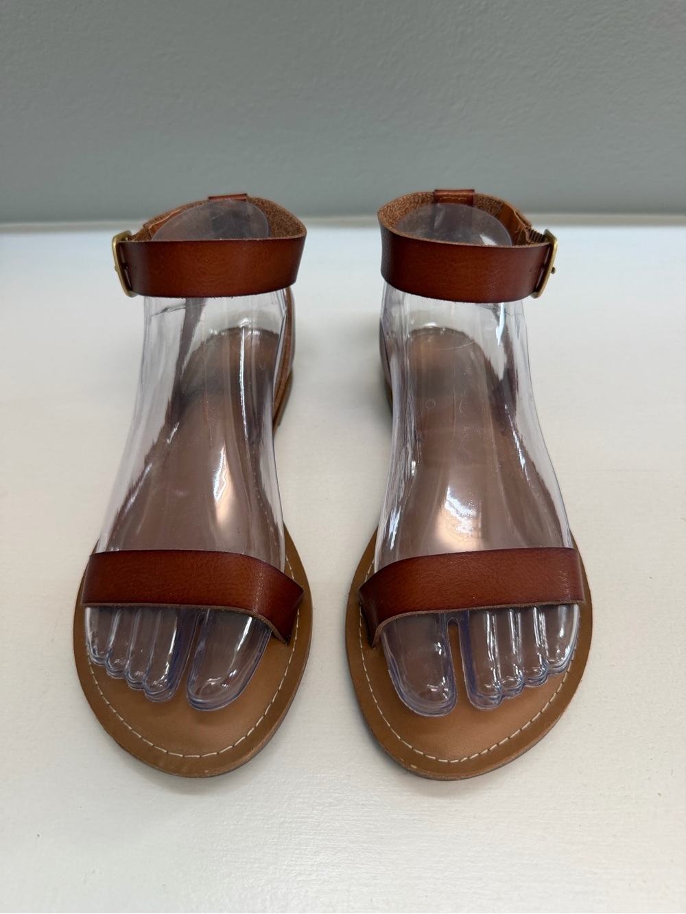 OLD NAVY Women's Brown Ankle-Strap Leather Sandals